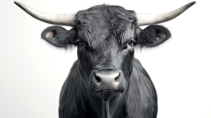 Naklejka premium black bull,portrait on white background