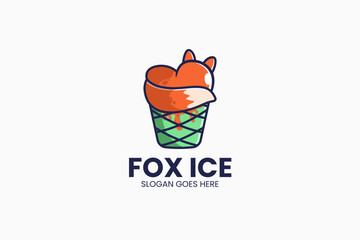 Fox Ice Cream Logo. Vector Illustration
