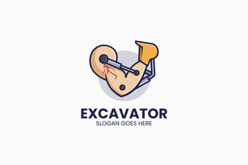 Obraz premium Muscle Excavator Logo. Vector Illustration