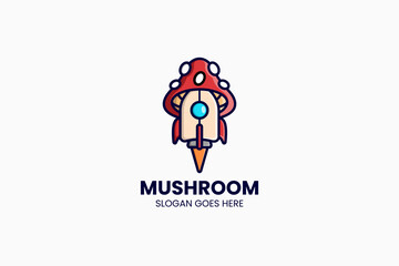 Fototapeta premium Mushroom Rocket Logo. Vector Illustration