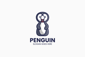 Penguin Bowling Logo. Vector Illustration