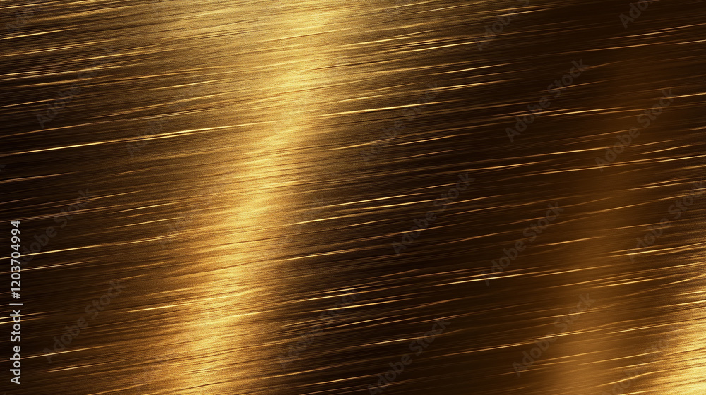 Poster Abstract golden metal texture with light reflections and shadows on a shiny bronze or brass surface. High-resolution vector-style design element showcasing intricate textures and colors, captured with