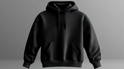 Black hoodie mockup with front and back view, solid color background