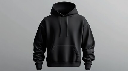 Black hoodie mockup with front and back view, solid color background