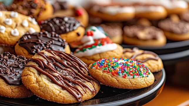 The bake sale table was adorned with an abundance of festive cookies and treats, crafted with care and decorated with colorful sprinkles, chocolate drizzles, and festive icing designs