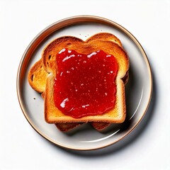 Plate of Toast with Jam on a White Background