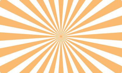 White and orange sunburst pattern background. Vector orange sun rays and sunburst backdrop background.