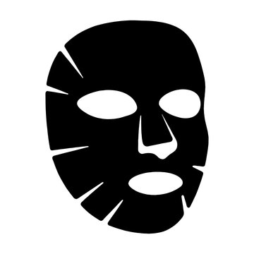 recommend clip art: 化粧品のフェイスシート・パックの黒いシルエットイラスト　透過背景の切り抜き
