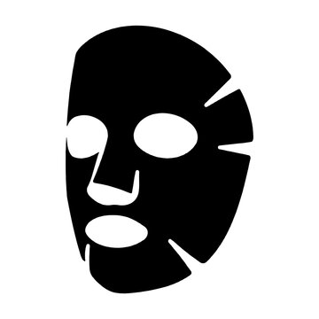 recommend clip art: 化粧品のフェイスシート・パックの黒いシルエットイラスト　透過背景の切り抜き