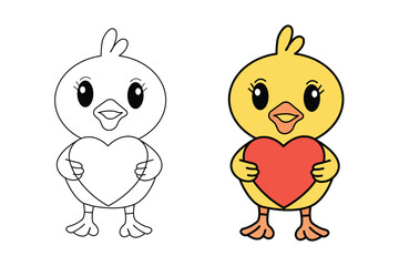 Adorable Duck Outline Coloring Page Design