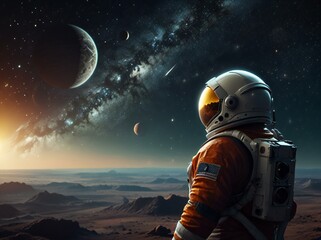 Obraz premium astronaut on the moon