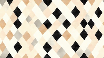 Geometric diamond pattern in beige, black, and white.