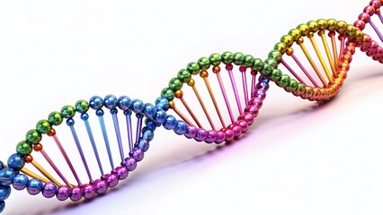Glowing Multicolored DNA Strand Silhouette, High-Definition Molecular Structure, Vibrant Genetic Code