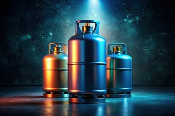 Long Exposure Photography of 4kg, 15kg & 48kg LPG Gas Cylinders - 3D Render