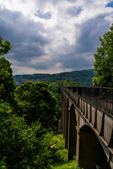 Pontcysyllte Aqueduct, a UNESCO Heritage Engineering Marvel Spanning the Lush Welsh Countryside Under Dramatic Storm Clouds