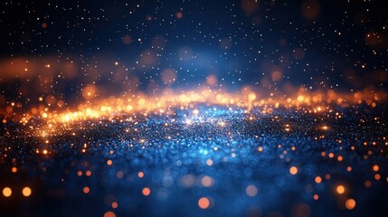 Obraz premium Vibrant sparkling particles creating a mesmerizing cosmic effect in a dark blue background