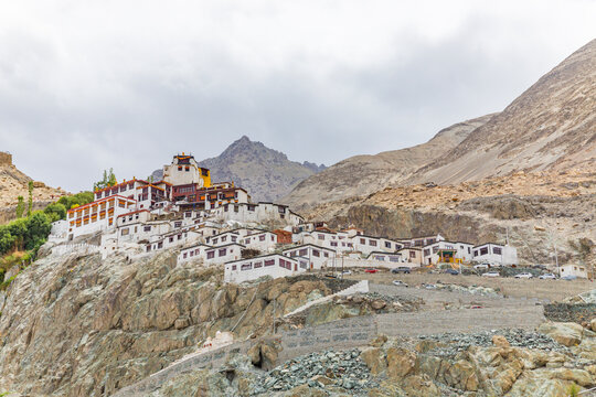 The buddhist monastery of diskit in nubra valley in the Indian himalaya. diskit, ladakh, India