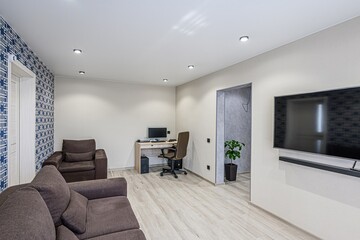 standard interior apartment. living room with sofa