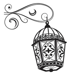 Ramadan Kareem lamp vector art silhouettes style with white background 