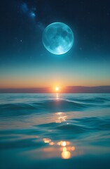 Peaceful Ocean Sunset with Visible Galaxy and Starry Sky Phone Wallpaper
