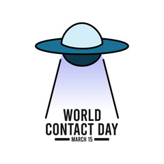 World Contact Day. Ufo. Spaceship. Flying. White background. Poster, banner, card, background.