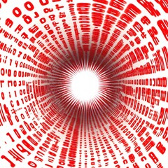 Matrix holes with binary code on circular style background, technological atmosphere