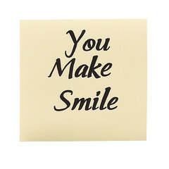 Positive affirmation post-it note workspace digital art minimalist front view transparent background