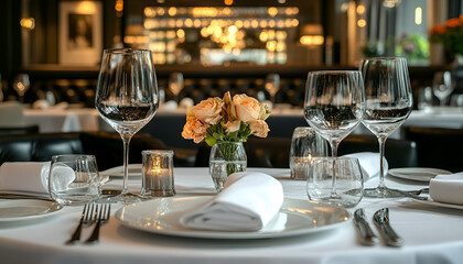 Fototapeta premium Empty glasses set in restaurant