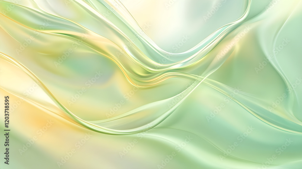 Canvas Prints a soft green and yellow gradient holographic background with a glossy and transparent finish.