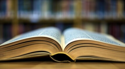 The Allure of Library: Open Textbook on Reading Desk Igniting Knowledge Quest