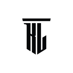 KL monogram logo design letter text name symbol monochrome logotype alphabet character simple logo