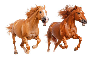 Fototapeta premium Two horses running in dynamic motion.