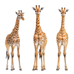 Fototapeta premium Three playful giraffes posing together gracefully.