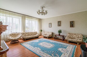 standard interior apartment. living room with sofa