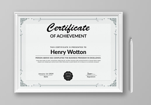 Classy Ornamental Certificate Template Layout