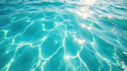 Obraz premium Sunlit Aqua Marine Surface with Gentle Wavelets and Shimmering Reflections