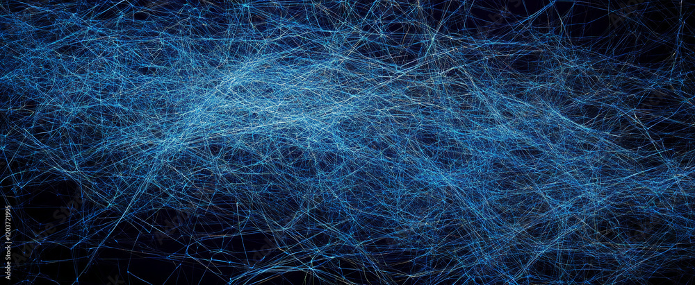 Poster abstract digital blue light lines forming a complex network or futuristic design