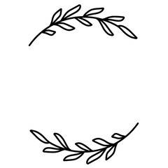 Aesthetic black leaves round frame