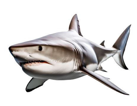 Great white Shark or megalodon, white background