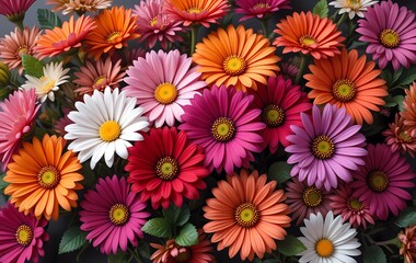 Fototapeta premium Vibrant and Colorful Floral Arrangement of Gerbera Daisies and Daisies