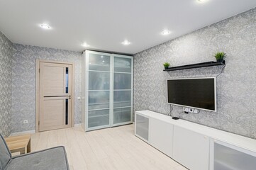 standard interior apartment. living room with sofa