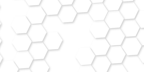 Minimal white hexagonal hexagon modern technology,Abstract white and grey color hexagonal geometric background with copy space,Surface polygon pattern with glowing hexagon paper texture and futuristic