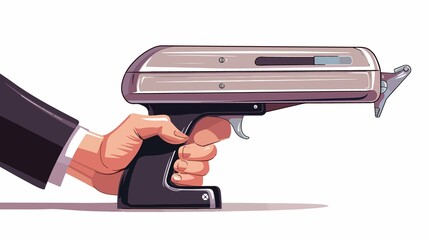 Professional Male Hand Holding Furniture Stapler on White Background