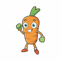 Cute Carrot boxing character vector template design illustration