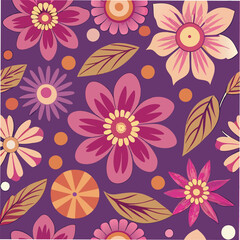 Abstract background with flowers seamless pattern with elements pattern