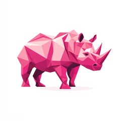 Fototapeta premium Pink Rhinoceros Geometric Art, Graphic Design, Decorative Image, Possible Use Website Background