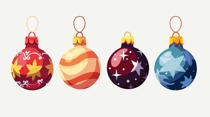 Elegant Vector Illustration of Four Christmas Balls on a Isolated Background