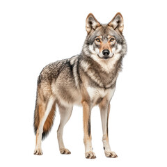 Obraz premium A majestic wolf standing in profile view.