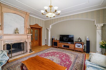 standard interior apartment. living room with sofa