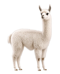 Fototapeta premium Cute white llama standing gracefully.